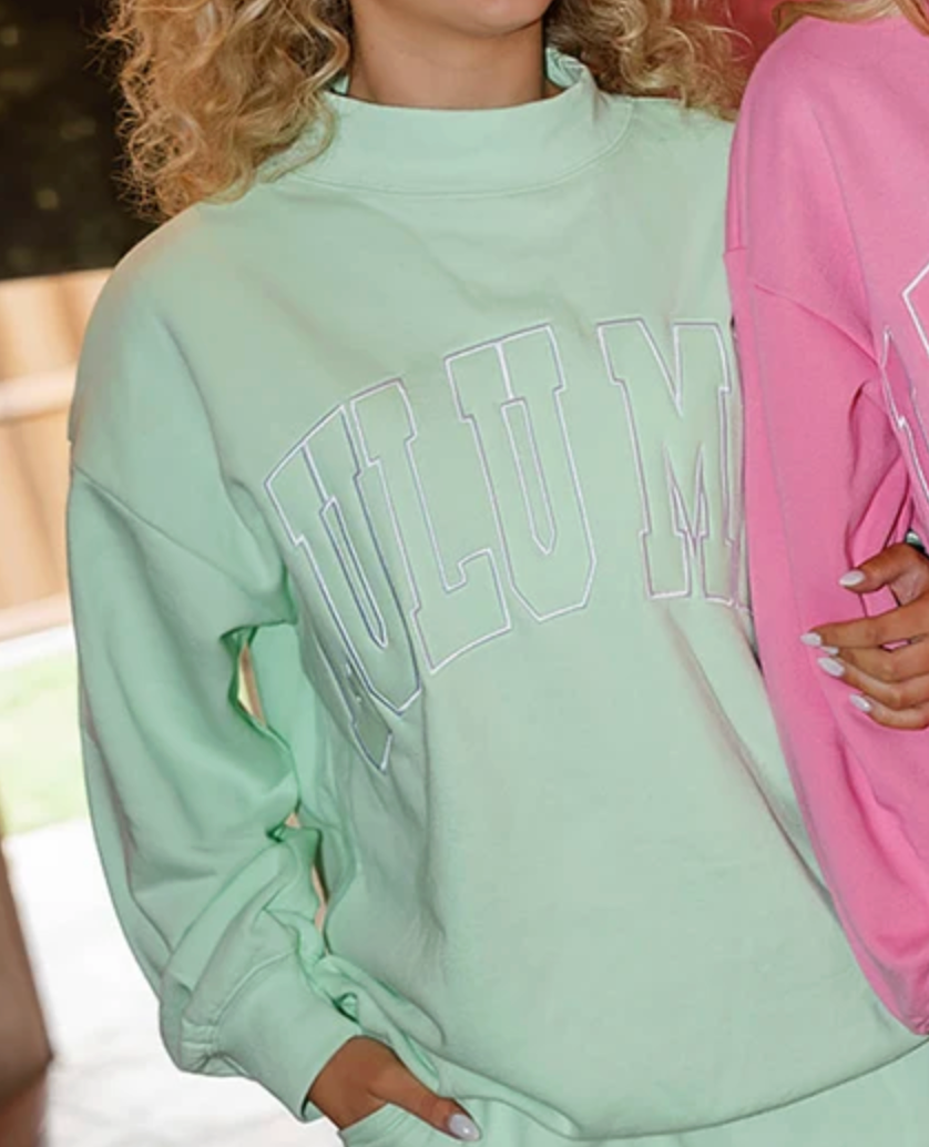 LULU MAC - Stitch Mockneck Terry Cloth Sweatshirt (Mint)