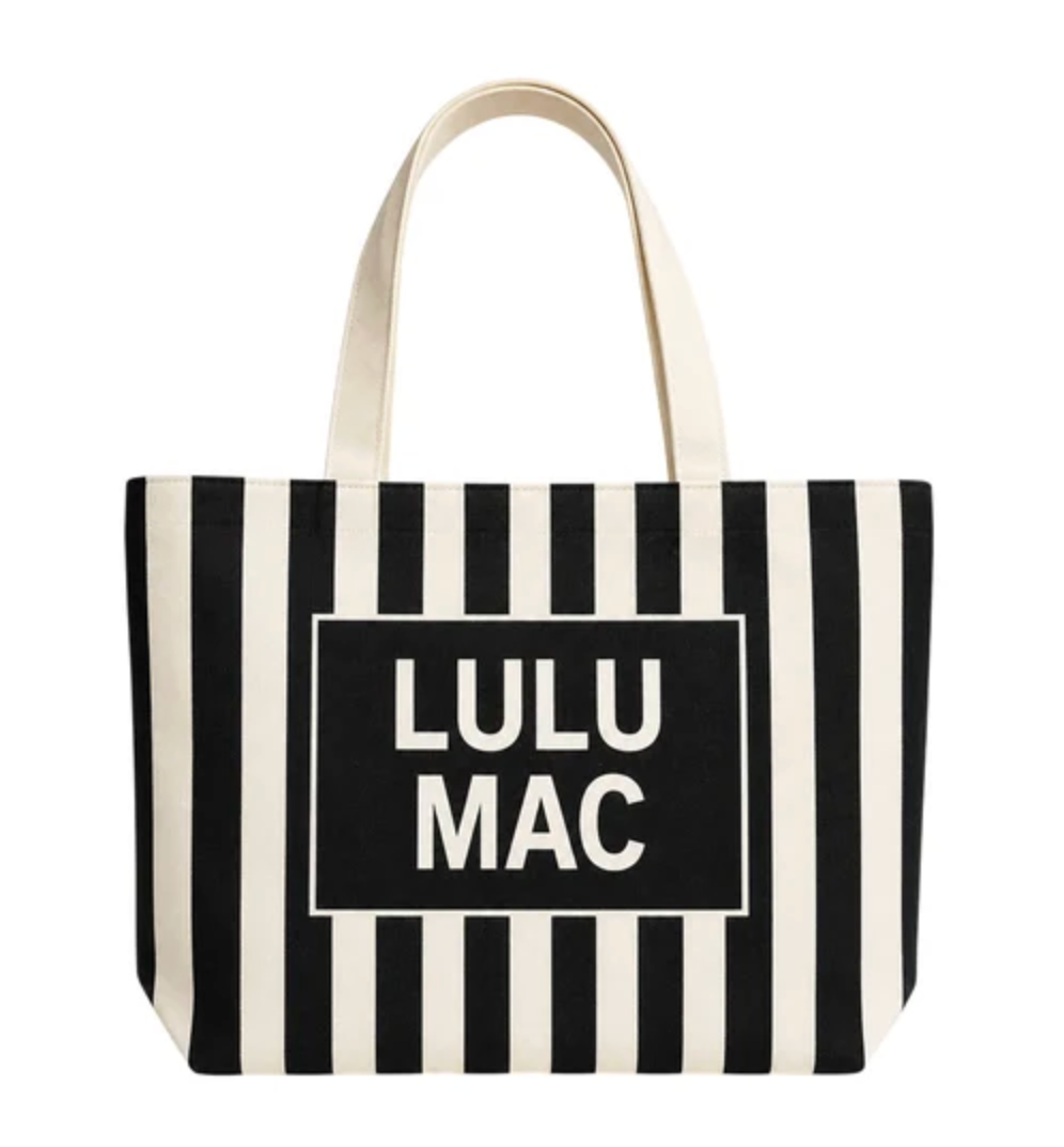 LULU MAC - Black/White Stripe Canvas Tote