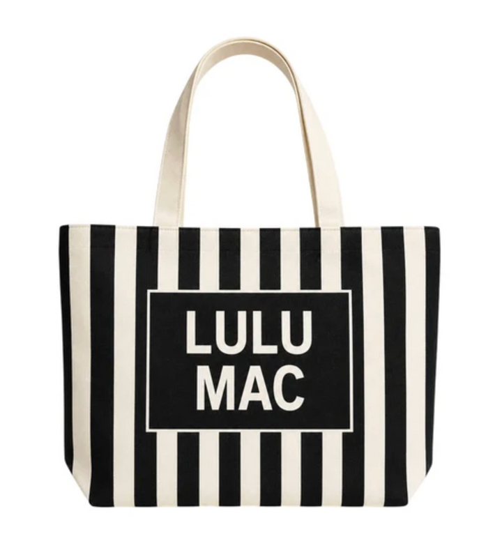 LULU MAC - Black/White Stripe Canvas Tote