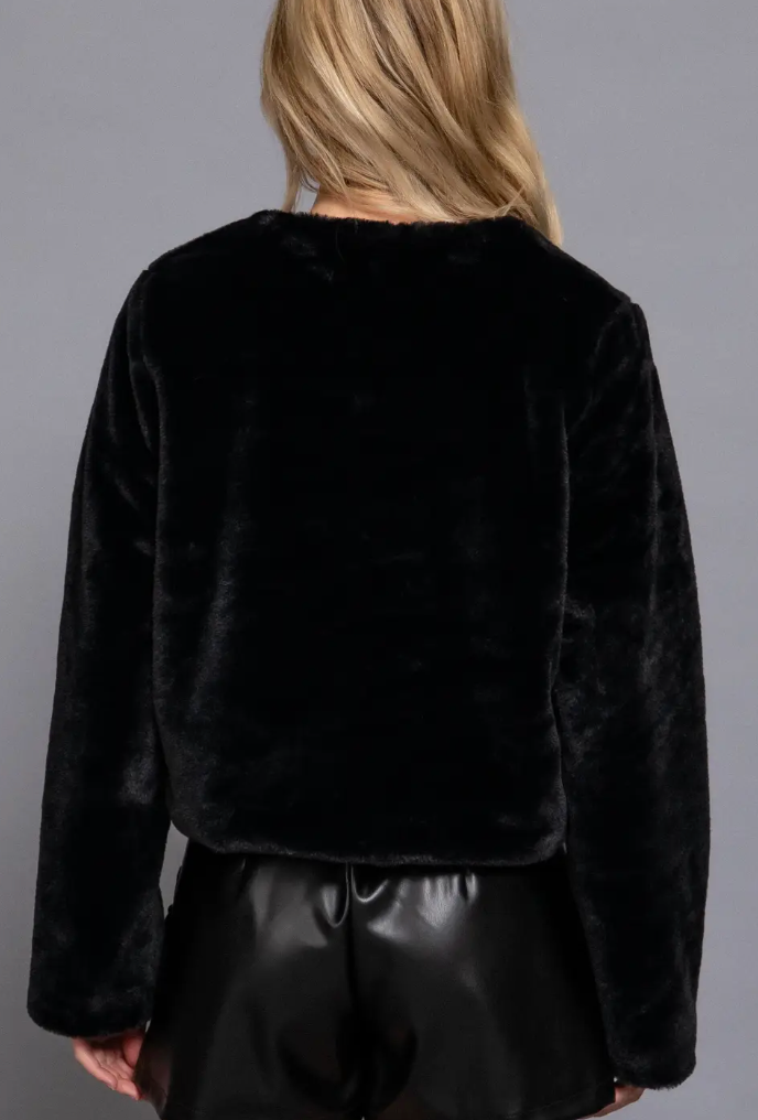 Erika - Faux Fur Blazer (Black)