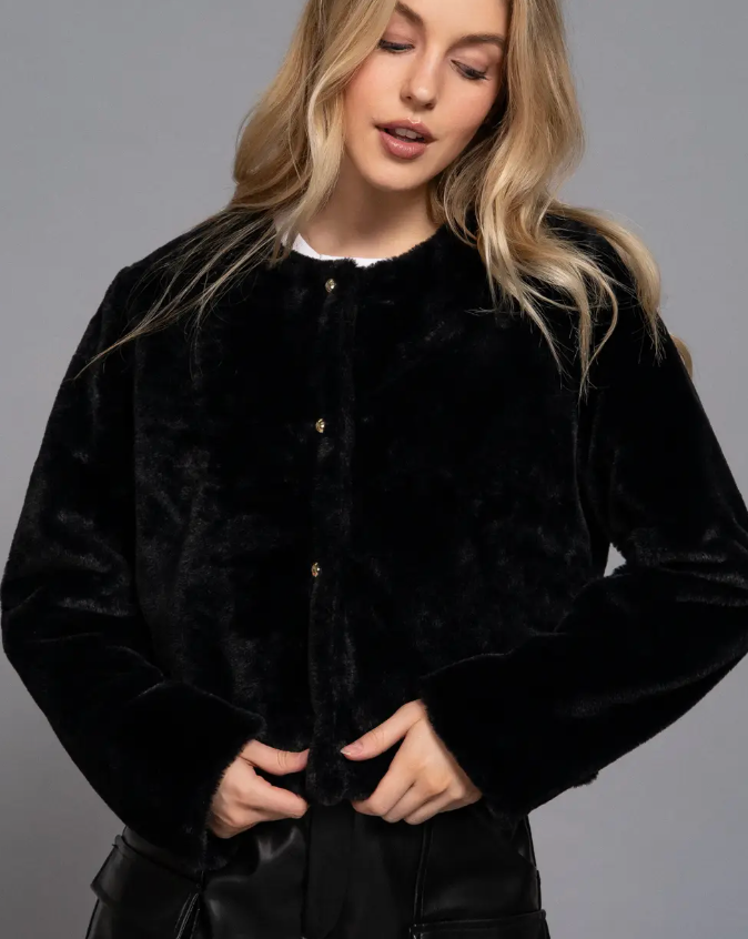 Erika - Faux Fur Blazer (Black)