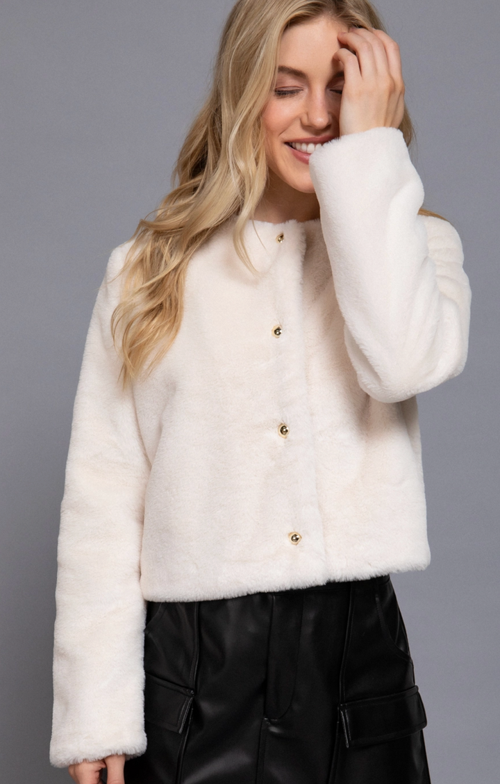 Erika - Faux Fur Blazer (Cream)