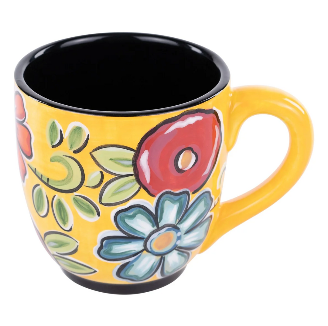 Yellow Floral Ceramic Mug