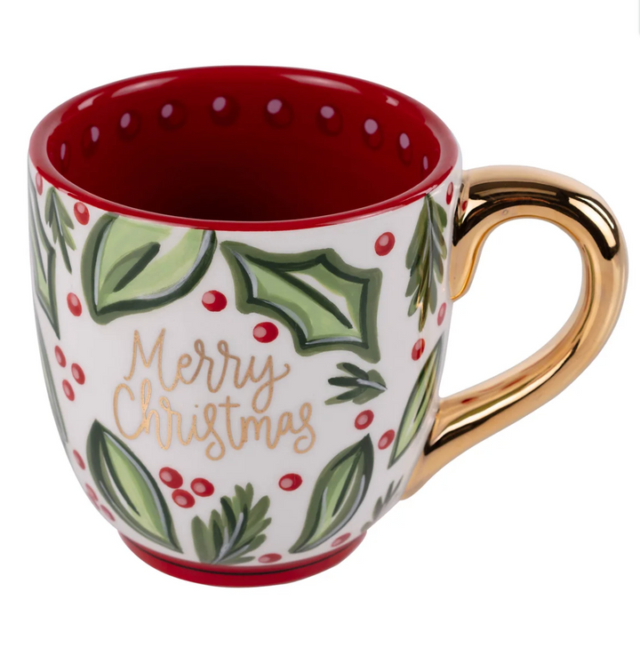 Merry Christmas Holly Ceramic Mug