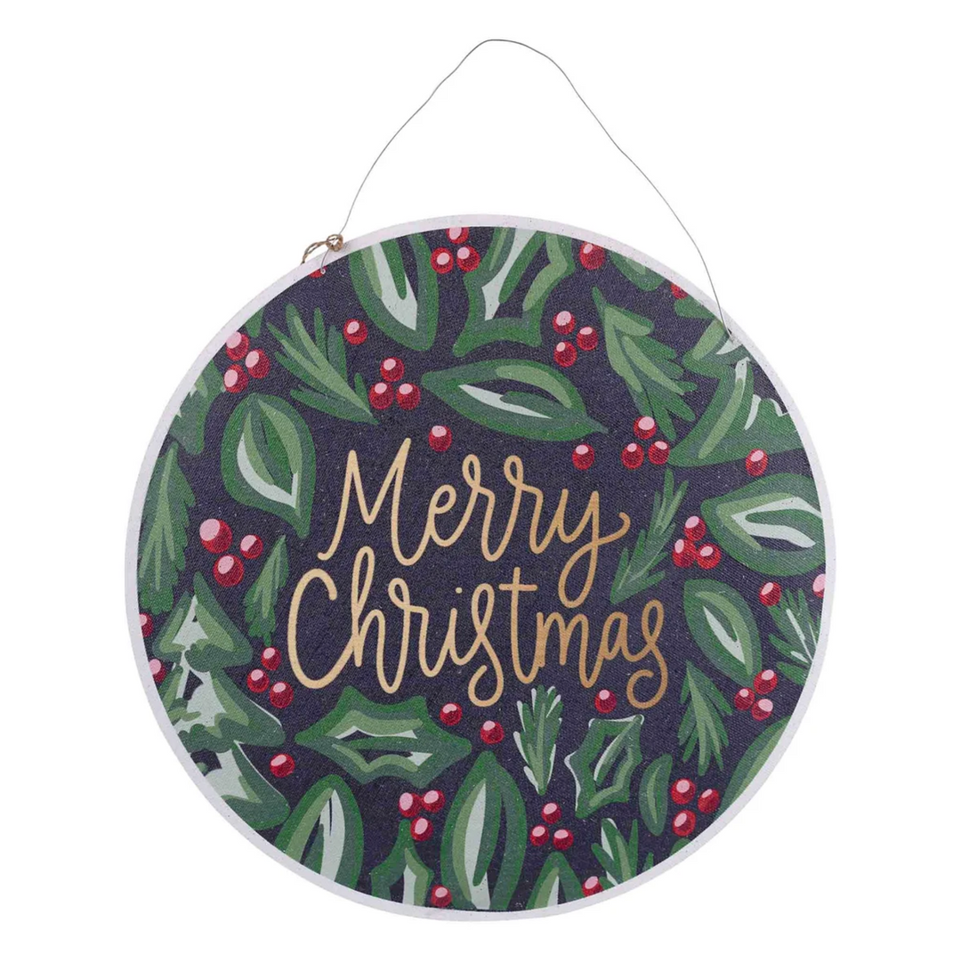 Christmas Holly/ Thanksgiving Leaves Burlap Sign