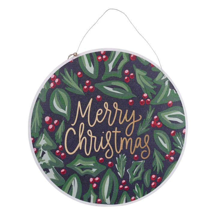 Christmas Holly/ Thanksgiving Leaves Burlap Sign
