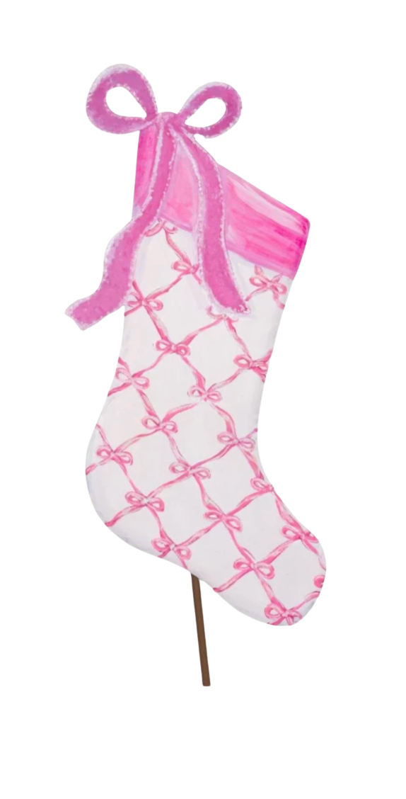 Round Top Collection - Pink Fanciful Ribbon Stocking (Pink Bows)