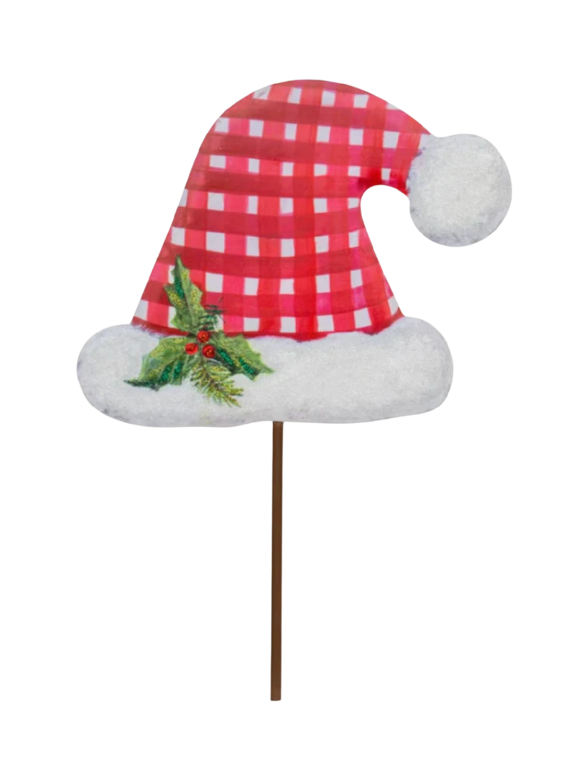 Round Top Collection - Gingham Santa Hat Small (Red)