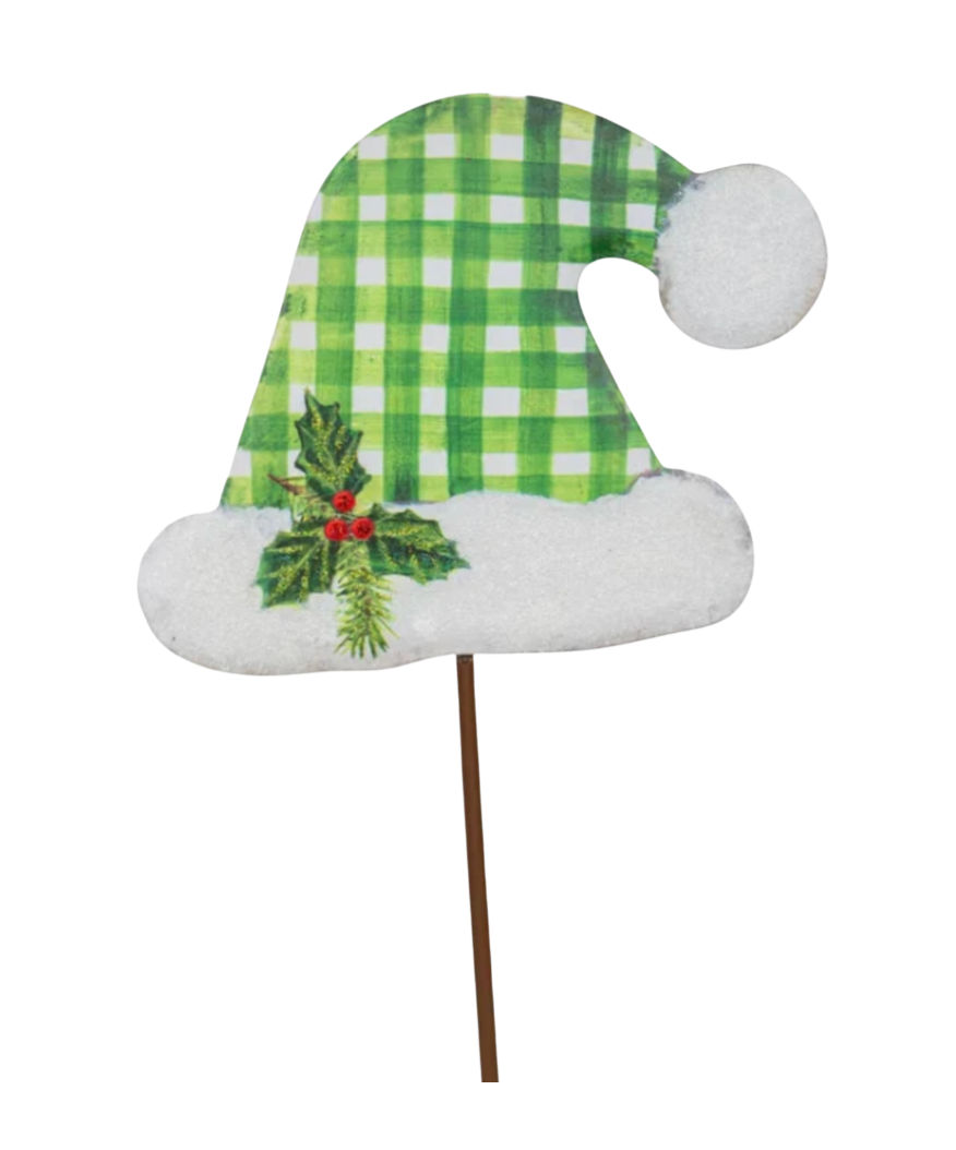 Round Top Collection - Gingham Santa Hat Small (Green)