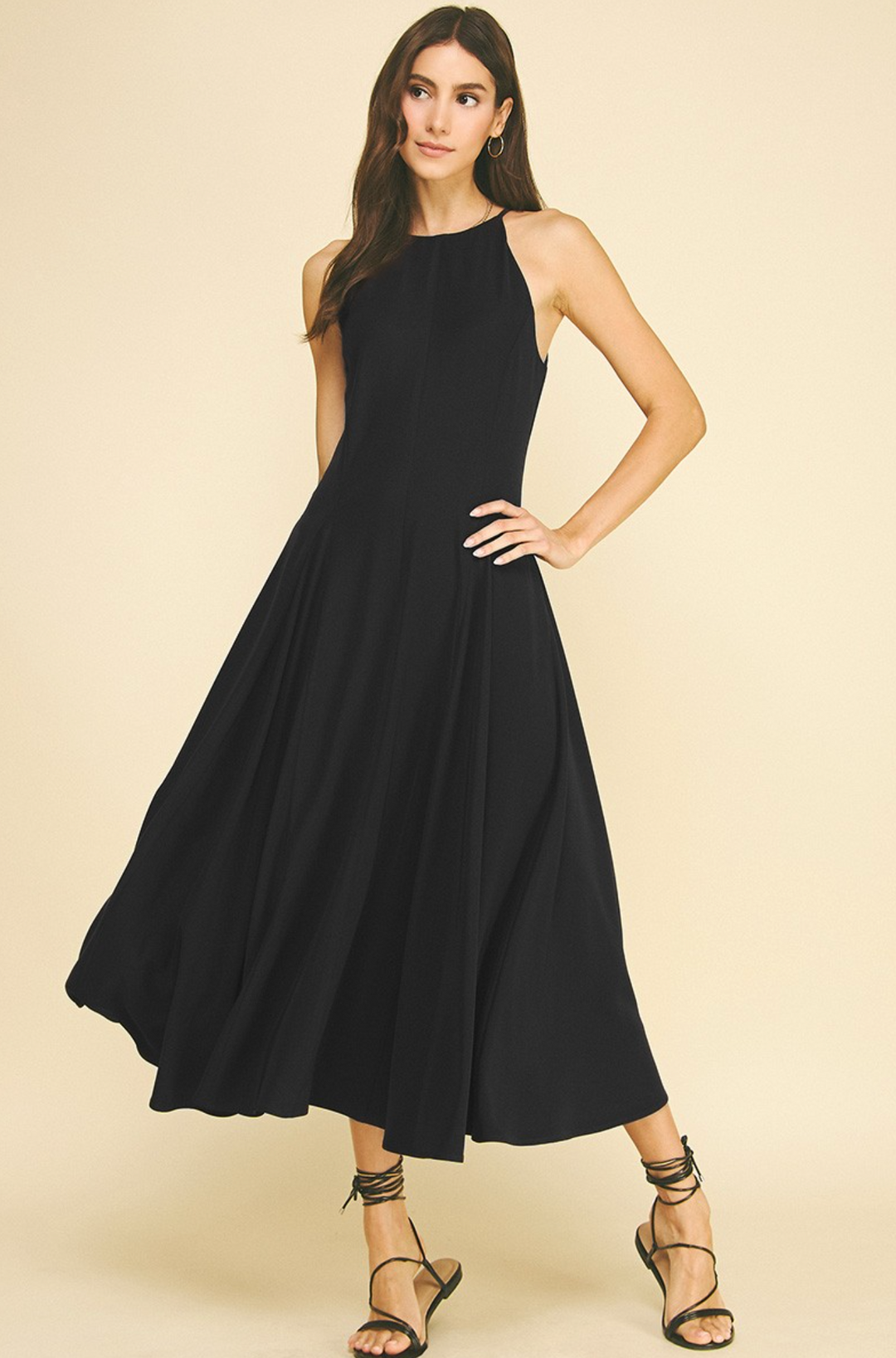 Fiona - Black Halter Maxi Dress
