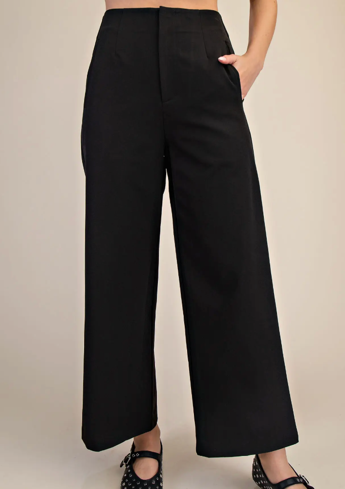 Chandler - High Waist Straight Leg Pant (Black)