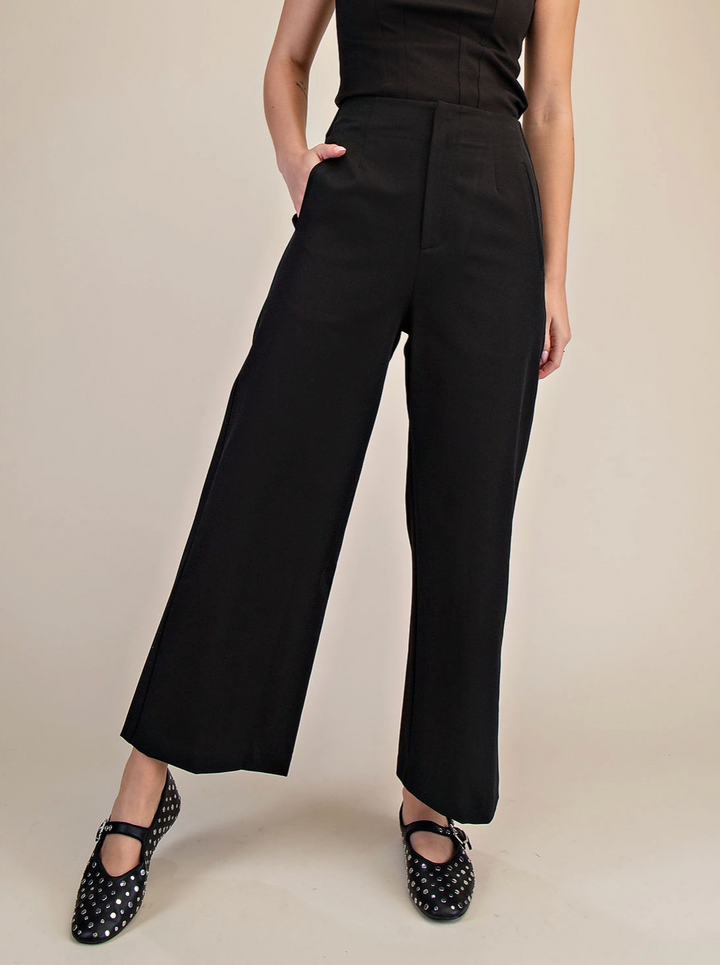 Chandler - High Waist Straight Leg Pant (Black)