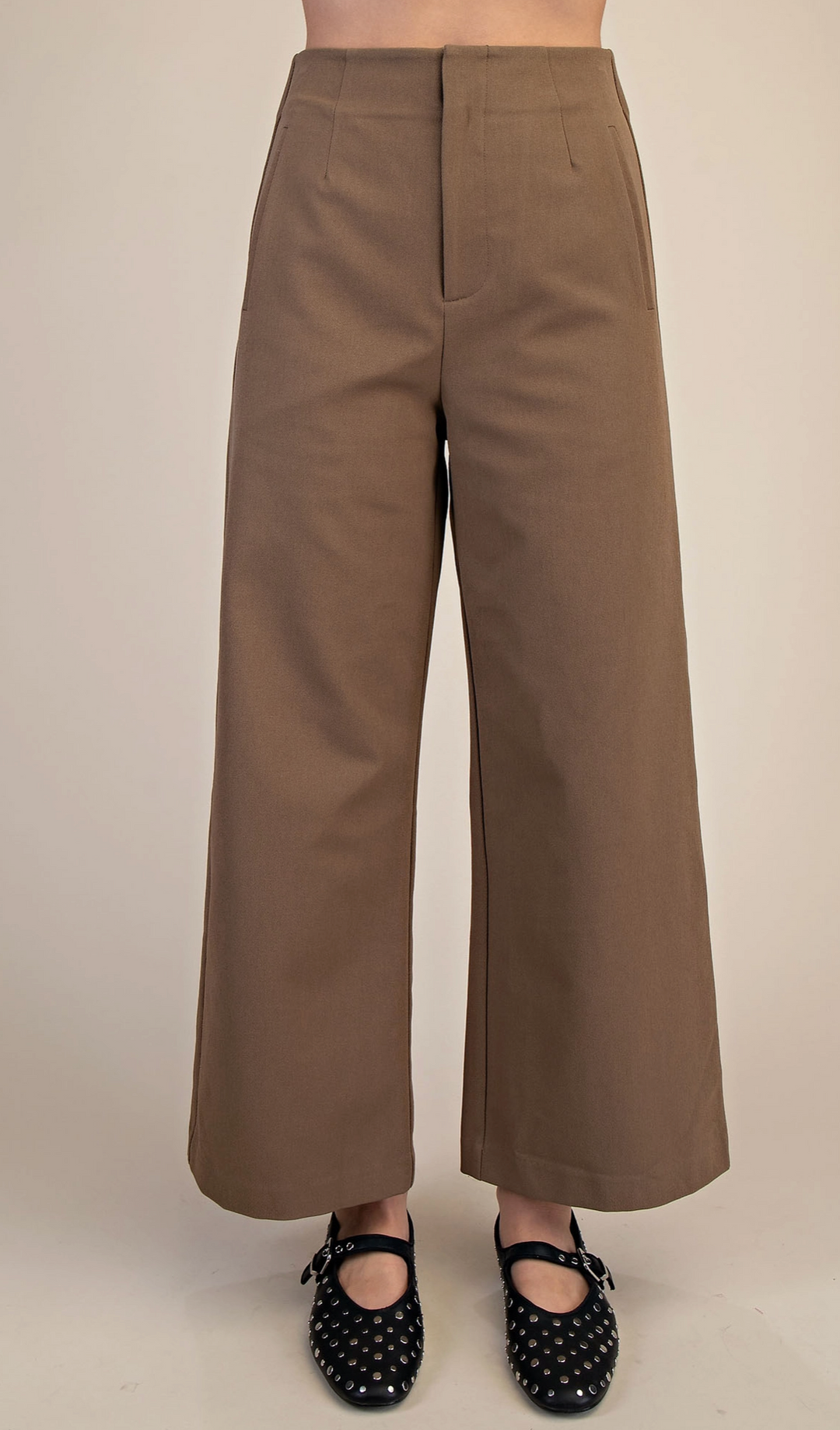 Chandler - High Waist Straight Leg Pant (Brown)