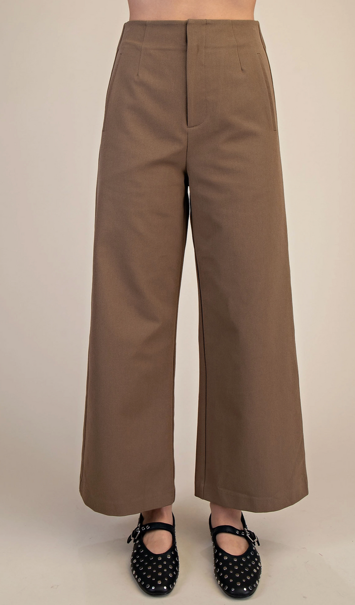 Chandler - High Waist Straight Leg Pant (Brown)