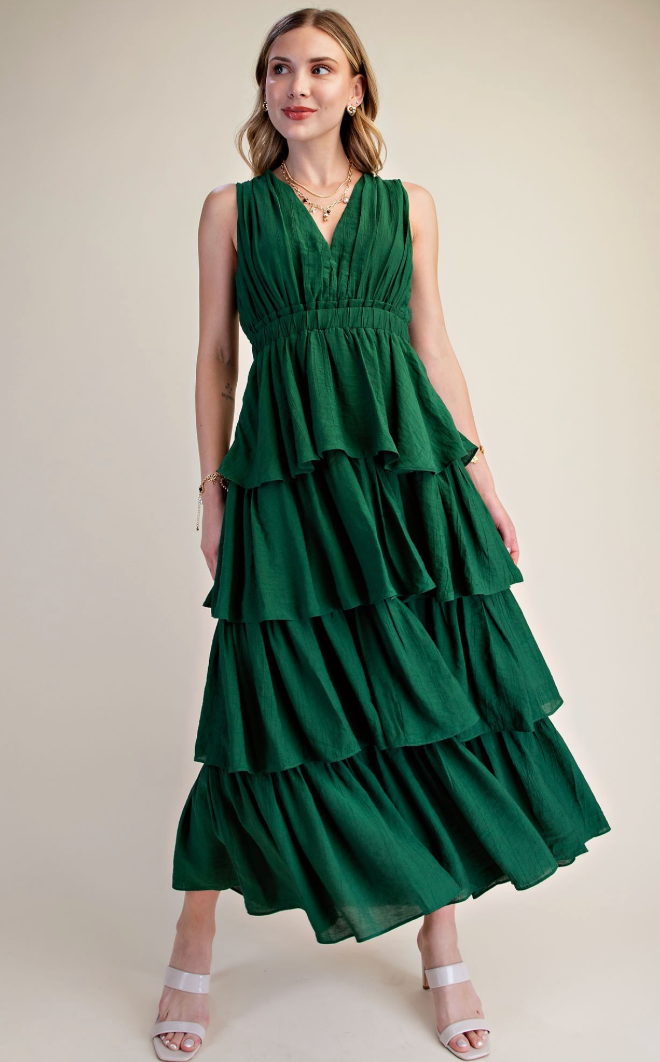 Leah - Green Tired Maxi Dress