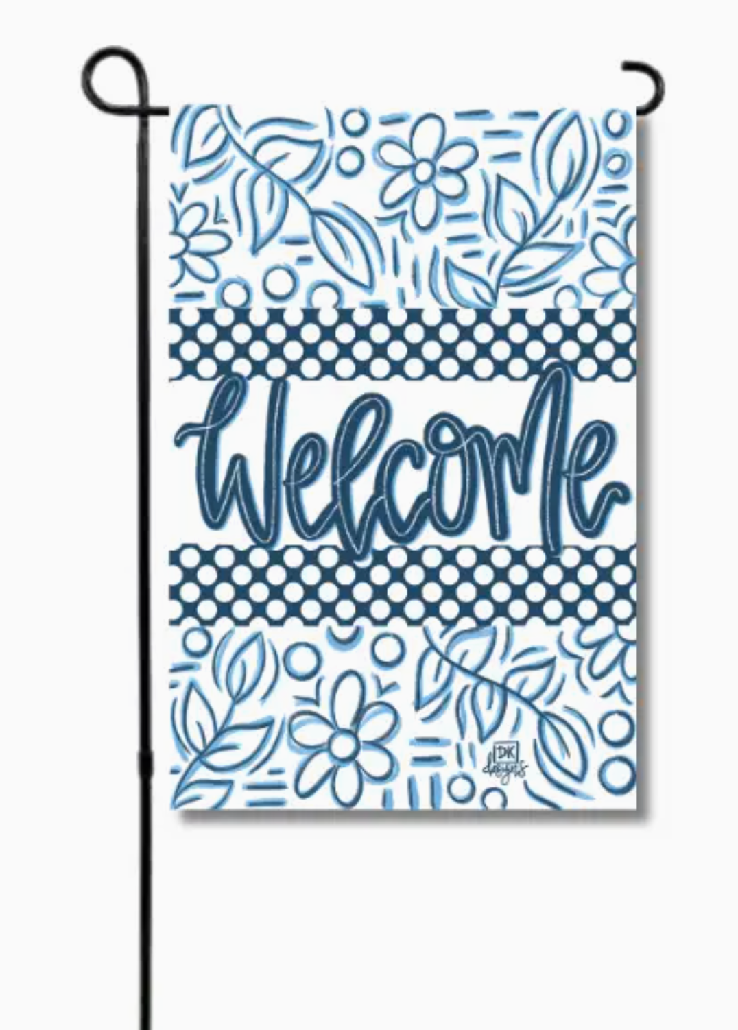 Garden Flag - Blue & White Welcome Flag