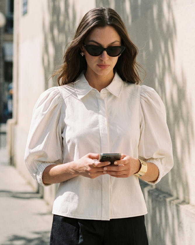Bella - Puff Sleeve Button Down
