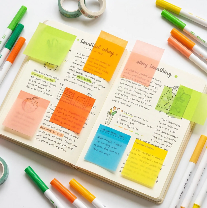 Sheer Glitter Sticky Notes - Apple