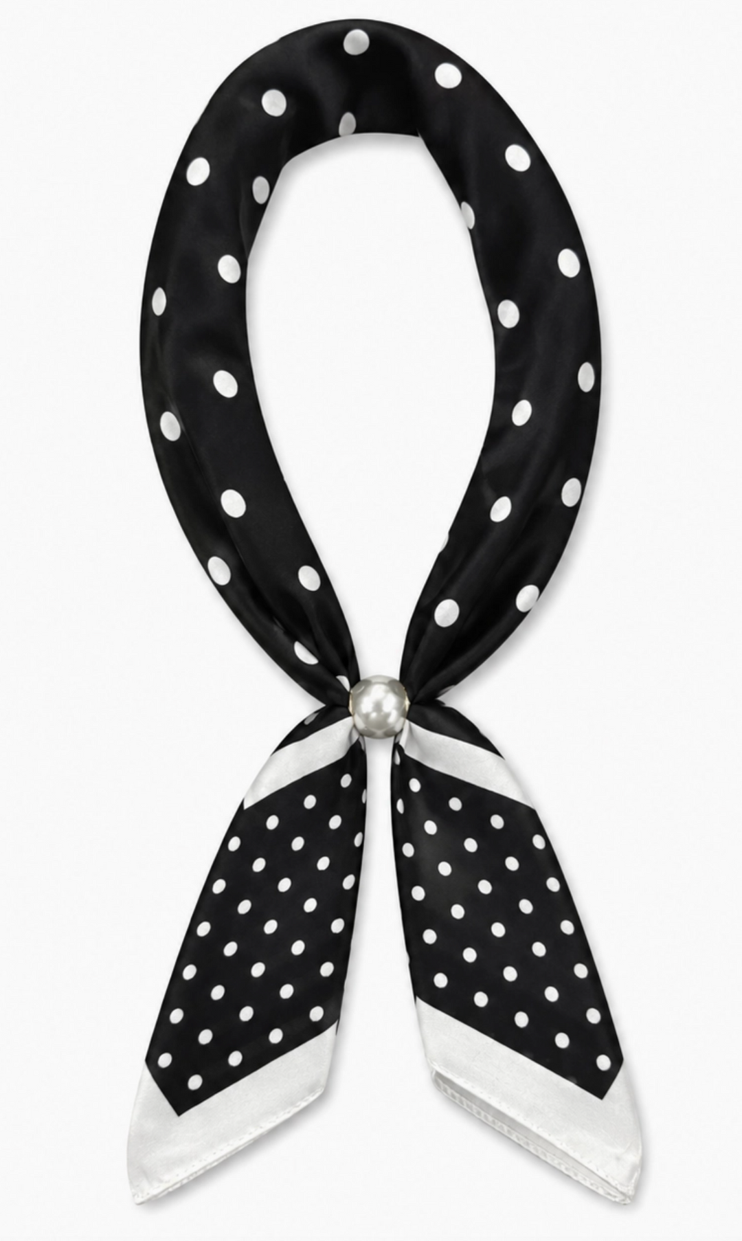 Magnetic Pearl Scarf - Black Polka Dot