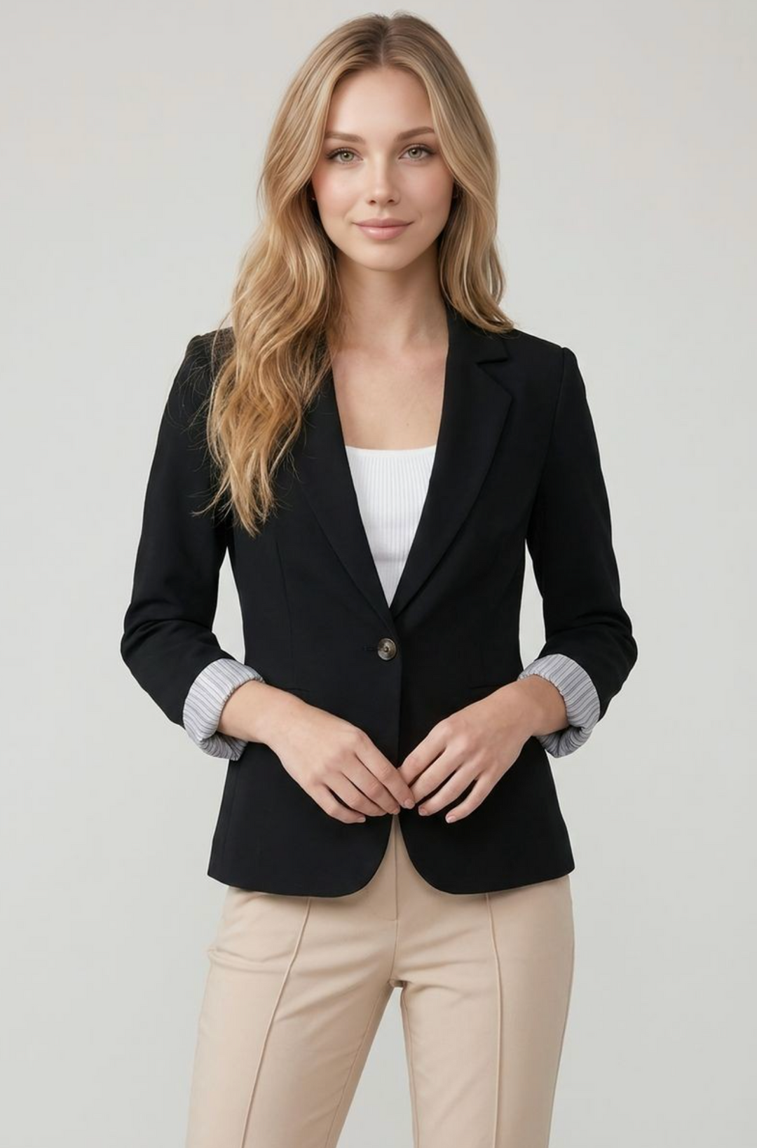 Rosalie - Striped Lined Blazer (Black)