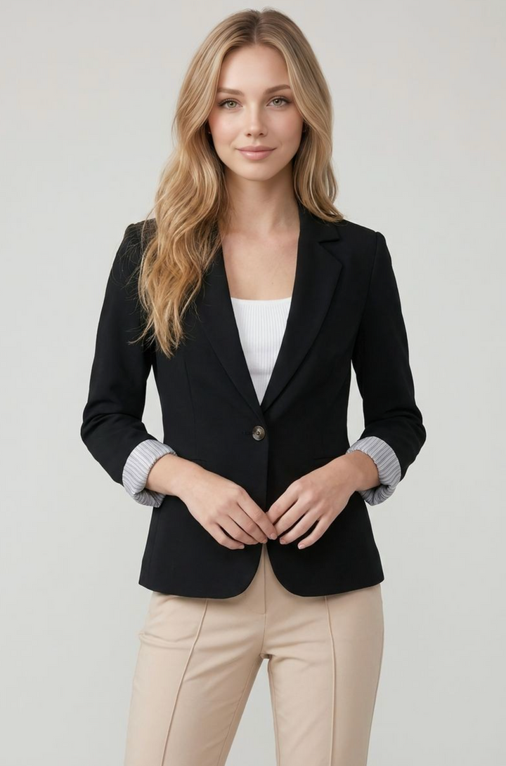 Rosalie - Striped Lined Blazer (Black)