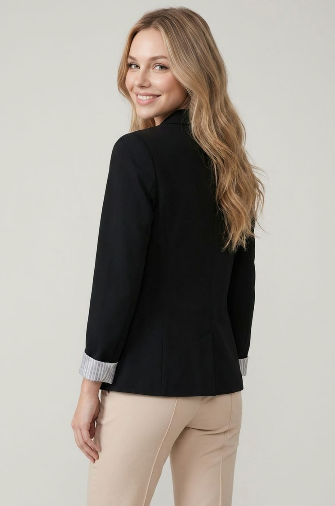 Rosalie - Striped Lined Blazer (Black)