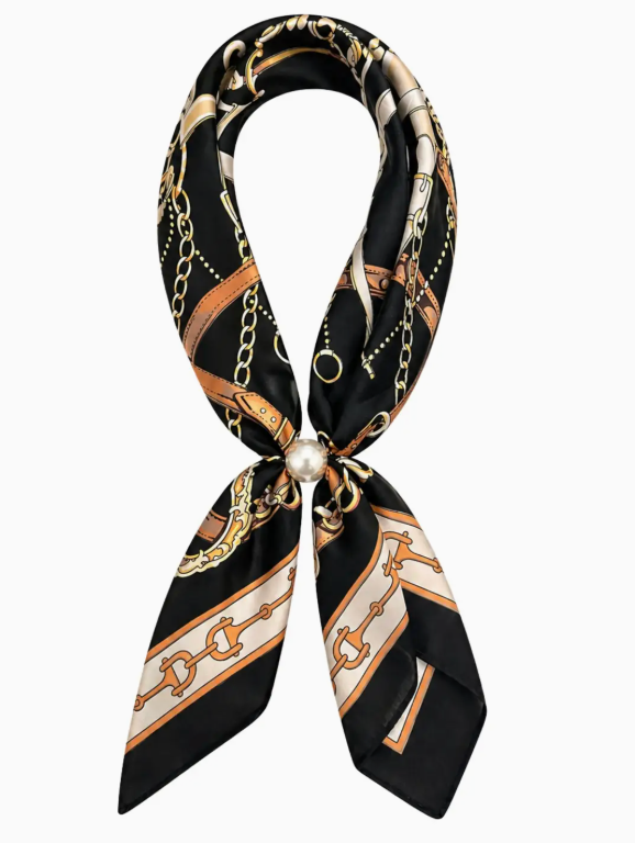 Magnetic Pearl Scarf - Black Horsebit