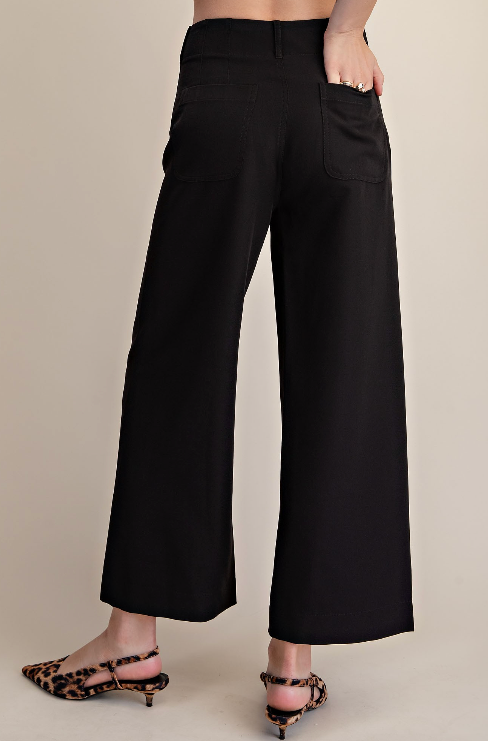 Dee - Black Cropped Wide Leg Pants