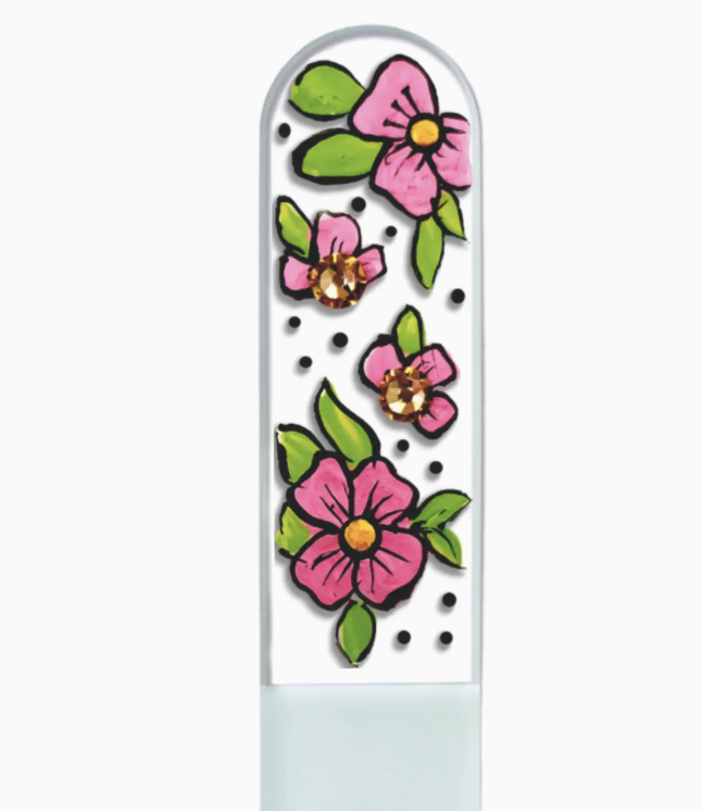 Glass Nail File - Blushing Blooms Pink Flower
