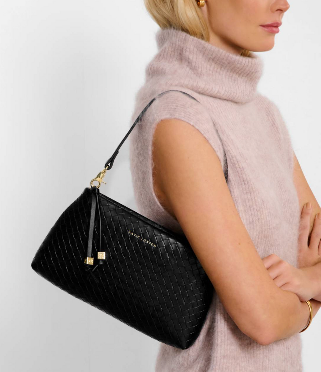 Katie Loxton - Nova Woven Small Shoulder Bag (Black)