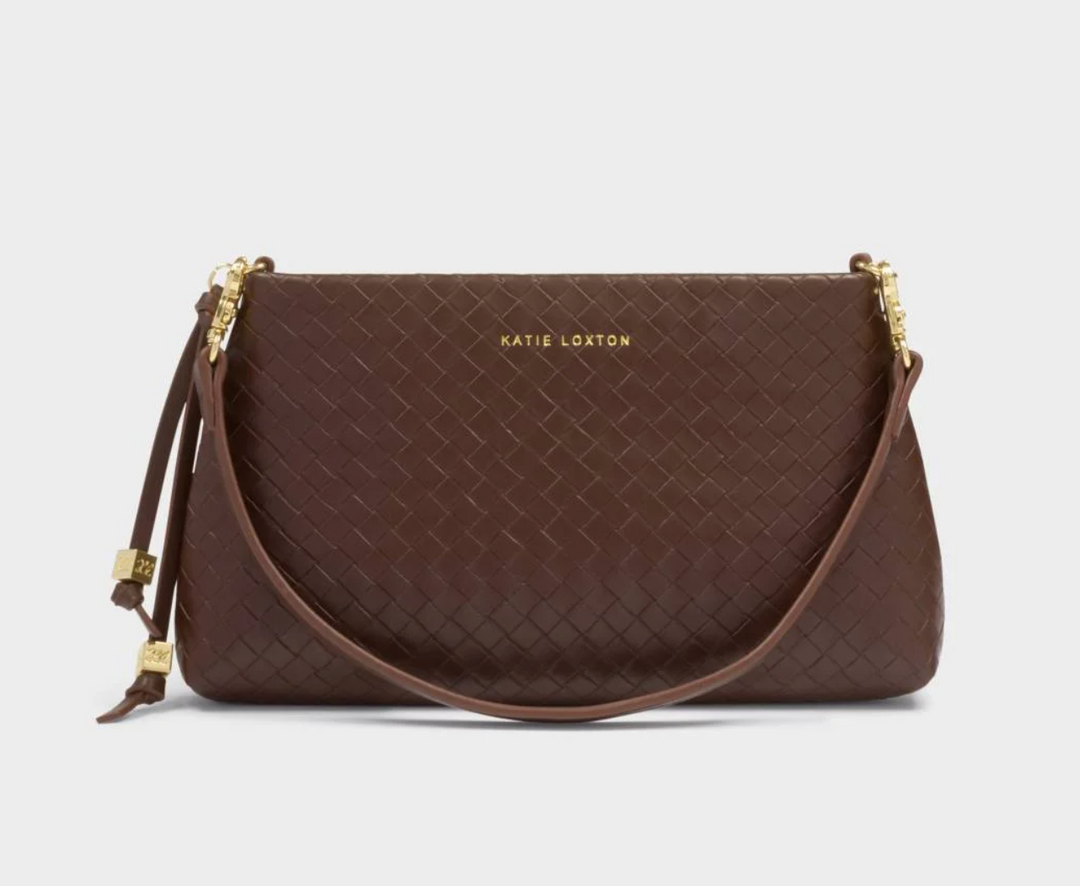 Katie Loxton - Nova Woven Small Shoulder Bag (Dark Chocolate)