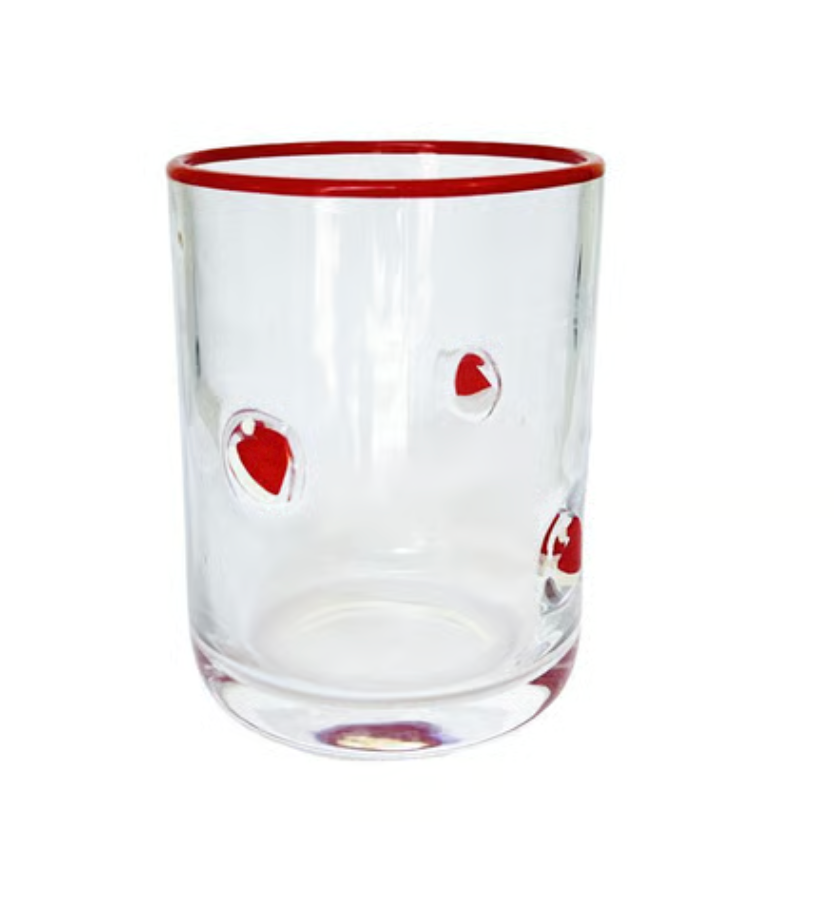 Glass Tumbler - Santa Hat
