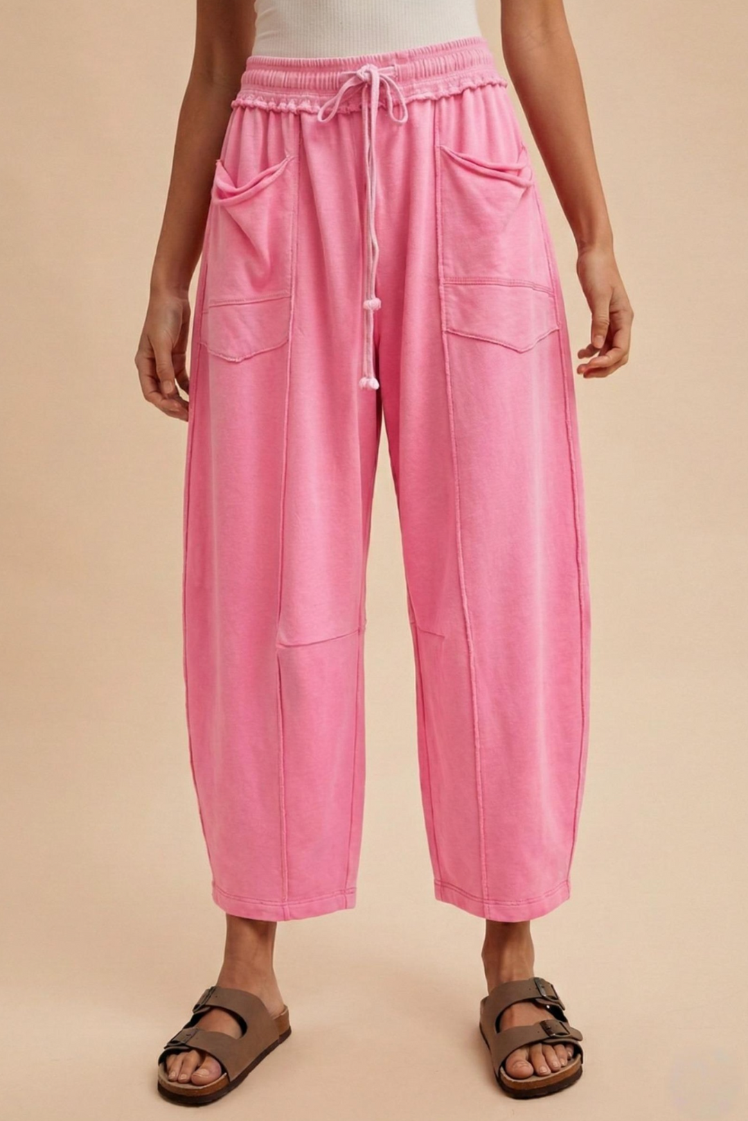 Zaria - Washed Barrel Sweatpants (Pink)