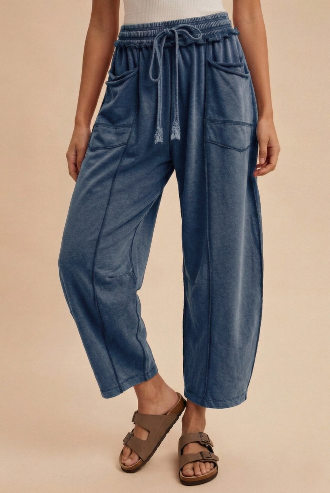 Zaria - Washed Barrel Sweatpants (Blue)