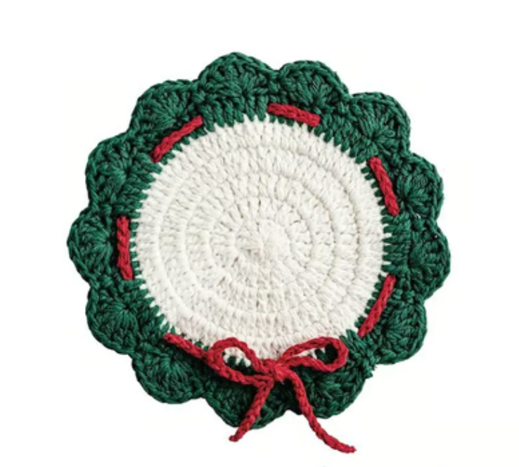 Crochet Knit Trivet - Wreath