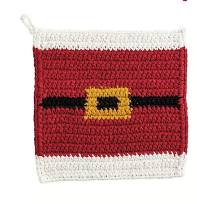 Crochet Knit Trivet - Santa Belt