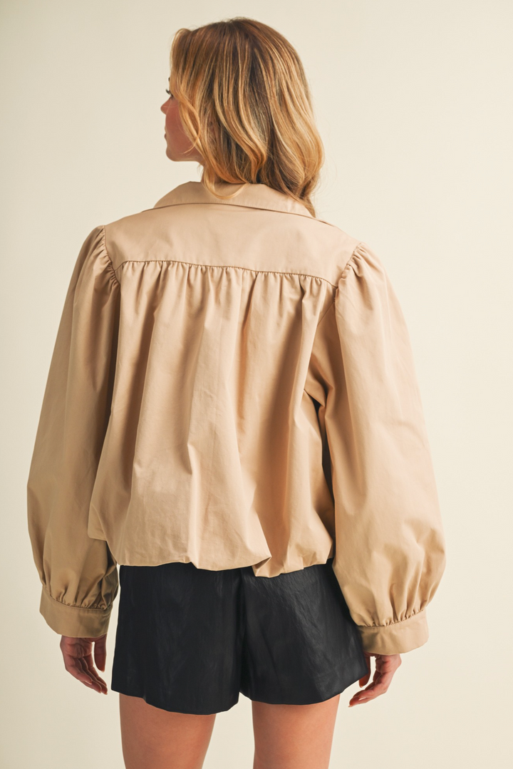 Bella - Beige Puff Sleeve Jacket