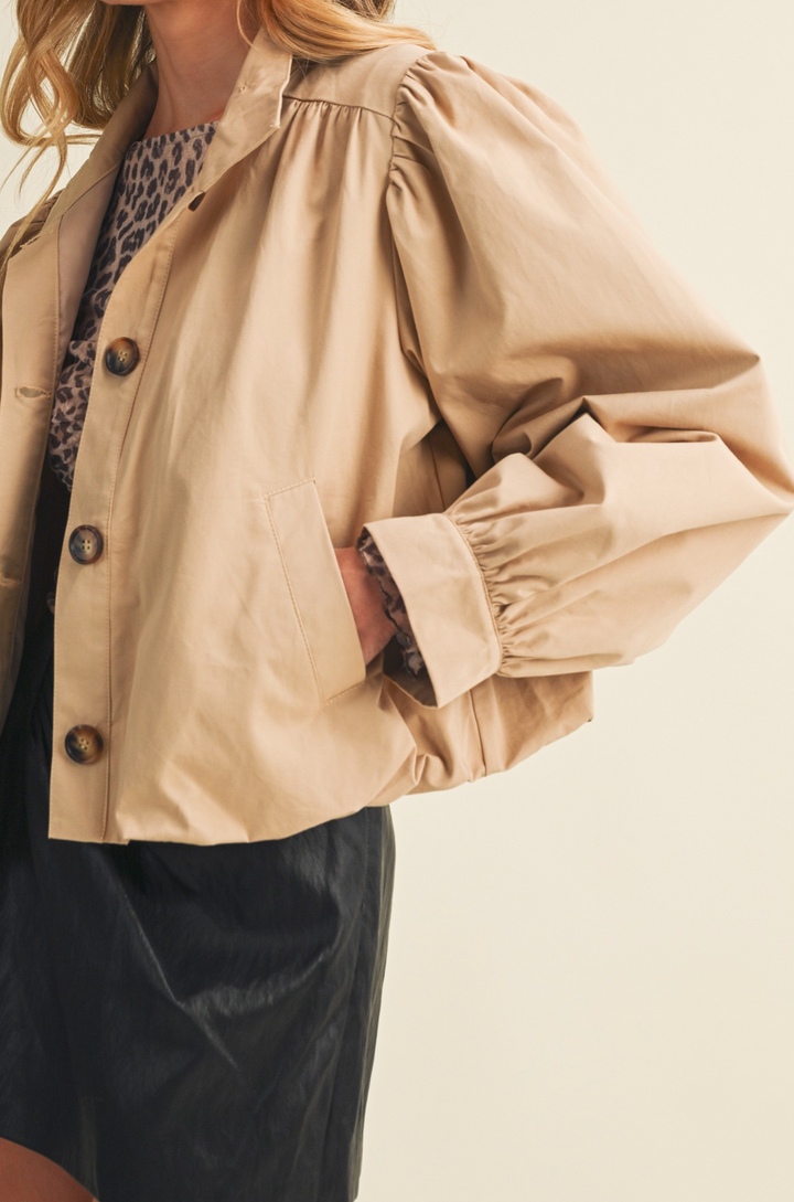 Bella - Beige Puff Sleeve Jacket