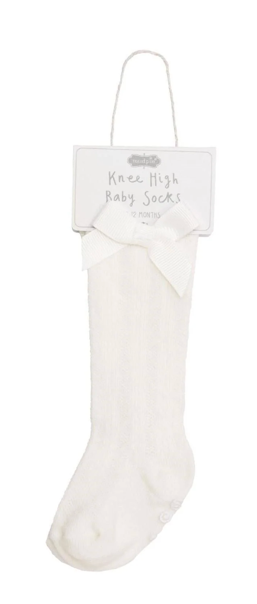 Knee High Baby Socks - White