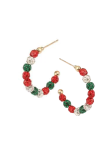 Rhinestone Pave Beaded Hoop Earrings