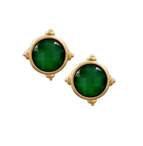 Faceted Gemstone Stud Earring (Emerald)