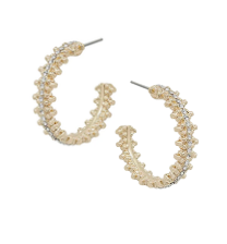 Rhinestone Hoop Earrings (Gold)