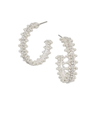 Rhinestone Hoop Earrings (Silver)