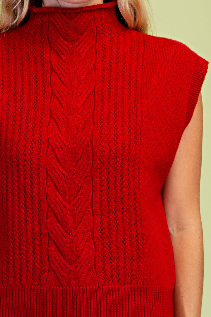 Grace - Red Mock Neck Sweater