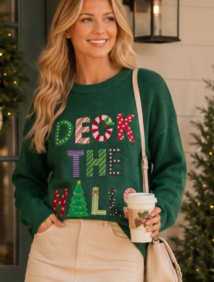 Deck The Halls Christmas Patchwork Sweater