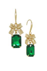 Rectangle Stone Drop Earring (Emerald)