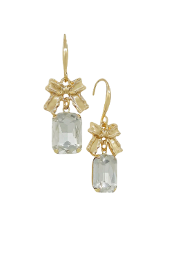 Rectangle Stone Drop Earring (Clear)