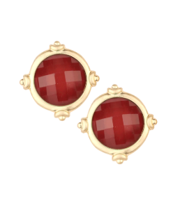 Faceted Gemstone Stud Earring (Maroon)