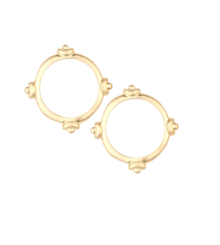 Faceted Gemstone Stud Earring (White)
