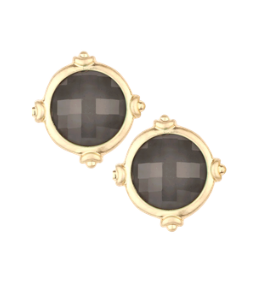 Faceted Gemstone Stud Earring (Grey)
